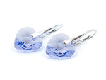 Silver 925 Earrings with Swarovski Crystals Hearts 14mm Provence Lavender