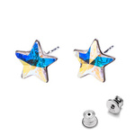 Silver 925 earrings with Swarovski crystals Stars 10mm Crystal AB F