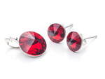 925 silver set of earrings + pendant with Swarovski Rivoli 8/12mm Siam crystals