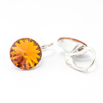 Silver 925 earrings with Swarovski Rivoli 12mm Topaz crystals