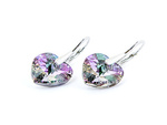 925 Silver Earrings with Swarovski Crystals Hearts 14mm Vitrail Light