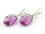 Silver 925 Earrings with Swarovski Crystals Almond 22mm Antique Pink