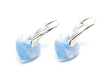 Silver 925 Earrings with Swarovski Crystals Hearts 10mm Air Blue Opal