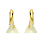 Silver 925 gold plated Swarovski Triangle 12mm Luminous Green earrings