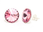 Srebrne 925 Kolczyki z kryształami Swarovski Rivoli 12mm Light Rose