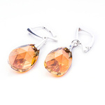 Silver 925 earrings with Swarovski crystals Almond 22mm Copper
