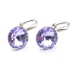 Silver 925 earrings with Swarovski Rivoli 8mm Violet crystals