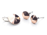 925 silver set of earrings + pendant with Swarovski Rivoli 8/12mm Rose Gold crystals