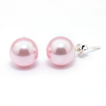 925 Silver Earrings with Swarovski Elements 10mm Rosaline Pearls