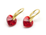 Gold plated 925 silver earrings with Swarovski crystals Hearts 10mm Siam