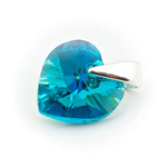 925 silver pendant with Swarovski crystals Heart 10mm Blue Zircon AB