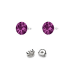 Silver 925 Earrings with Swarovski Rose 4.5mm Fuchsia Crystals