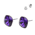 Silver 925 Earrings with Swarovski Square 10mm Purple Velvet Crystals