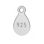 925 silver guild plate, teardrop type finish with bendable circle