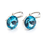 Silver 925 earrings with Swarovski Rivoli 8mm Aquamarine crystals