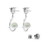 Silver 925 rose earrings with Swarovski pearls 8mm Pastel Grey