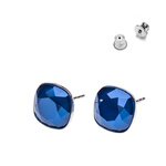 925 Silver Earrings with Swarovski Square 10mm Royal Blue Crystals
