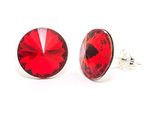 Silver 925 Earrings with Swarovski Rivoli 12mm Light Siam Crystals