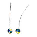 Silver Long Earrings with Swarovski Rivoli 8mm Crystal AB F Crystals