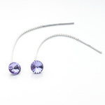 Silver 925 long earrings with kr. Swarovski Rivoli 6mm Violet