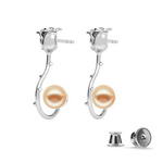 Silver 925 rose earrings with Swarovski 8mm Peach pearls