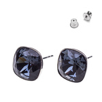 Silver 925 Earrings with Swarovski Square 10mm Graphite Crystals