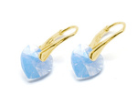 Gold plated 925 silver earrings with Swarovski crystals Hearts 10mm Air Blue Opal
