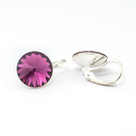 Silver 925 earrings with Swarovski Rivoli 12mm Amethyst crystals