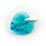 925 silver pendant with Swarovski crystals Heart 10mm Blue Zircon