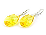 Silver 925 Earrings with Swarovski Crystals Almond 22mm Light Topaz