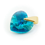 Sterling silver 925 gold plated pendant with Swarovski crystals Heart 10mm Blue Zircon AB