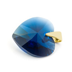 Sterling silver 925 gold plated pendant with Swarovski crystals Heart 14mm Dark Indigo