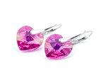 Silver 925 Earrings with Swarovski Crystals Hearts 14mm Rose AB