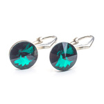 925 silver earrings with Swarovski Rivoli 8mm Emerald crystals