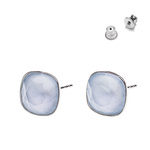 925 Silver Earrings with Swarovski Square 10mm Powder Blue Crystals