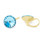 Earrings gilded 925 silver with Swarovski Rivoli 12mm Aquamarine crystals