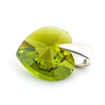 925 silver pendant with Swarovski crystals Heart 10mm Olivine