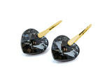 Gold plated 925 silver earrings with Swarovski crystals Hearts 14mm Silver Night