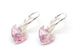 Silver 925 Earrings with Swarovski Crystals Hearts 10mm Light Amethyst
