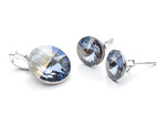 925 silver set of earrings + pendant with Swarovski Rivoli 8/12mm Blue Shade crystals