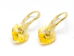 Gold plated 925 silver earrings with Swarovski crystals Hearts 10mm Light Topaz