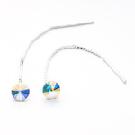Silver 925 long earrings with kr. Swarovski Rivoli 6mm Crystal AB F