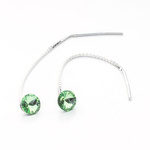 Silver 925 long earrings with kr. Swarovski Rivoli 6mm Peridot