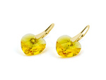 Gold plated 925 silver earrings with Swarovski crystals Hearts 14mm Sunflower