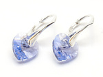 Silver 925 Earrings with Swarovski Crystals Hearts 10mm Provence Lavender