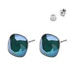 925 Silver Earrings with Swarovski Square 10mm Royal Green Crystals