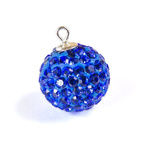 Pendant sterling silver 925 DiscoBall Shamballa Ball 12mm Sapphire
