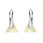 Silver 925 Swarovski Triangle 12mm Luminous Green Earrings