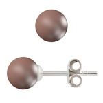 Kolczyki srebrne 925 z perłami Swarovski 8mm Velvet Brown