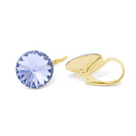 Gold plated 925 silver earrings with Swarovski Rivoli 12mm Provence Lavender crystals